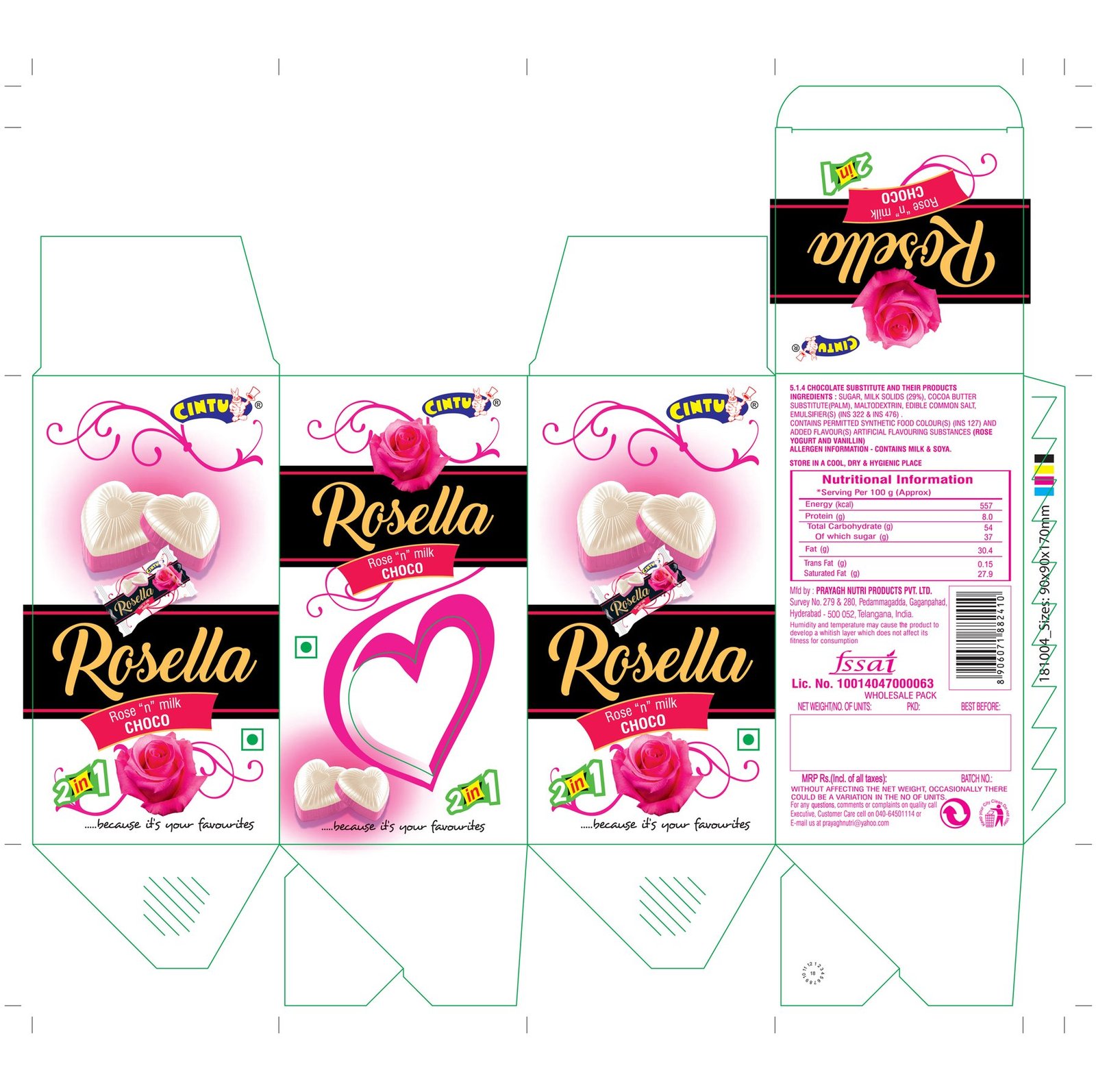 Rosella carton artwork with dieline