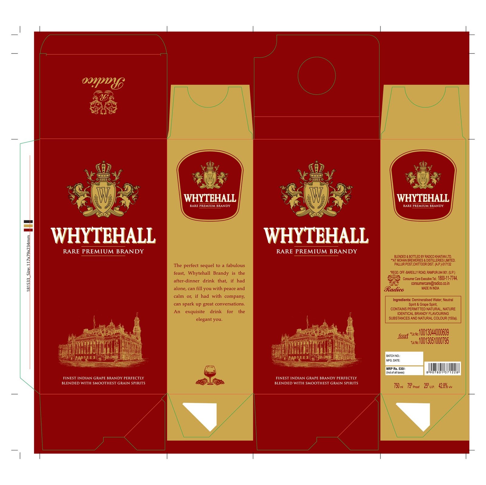 Whytehall brandy carton artwork