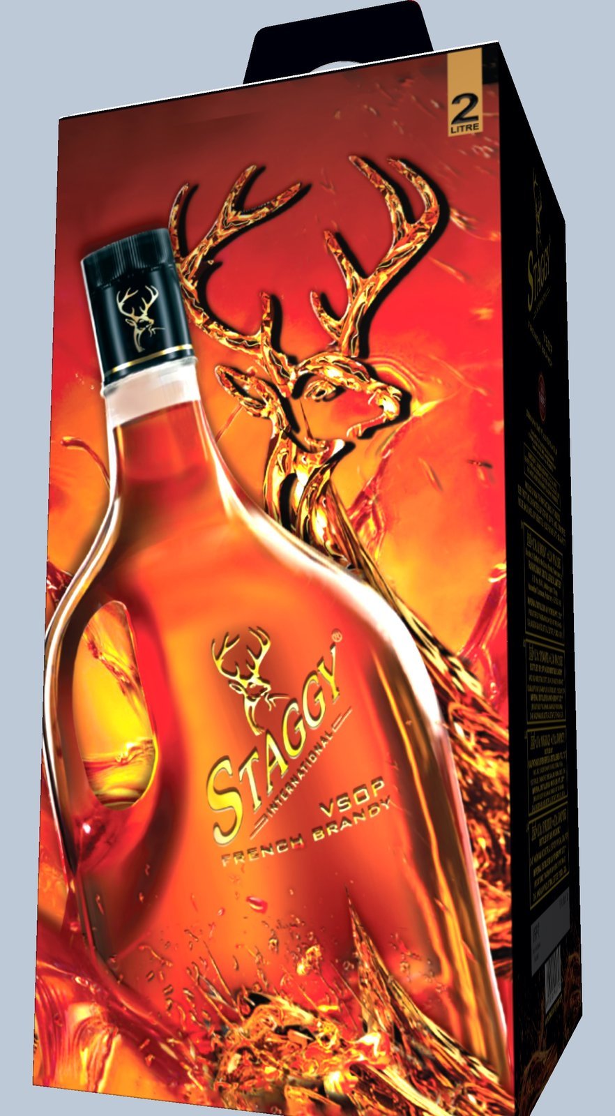 Staggy 2L brandy carton 3D render
