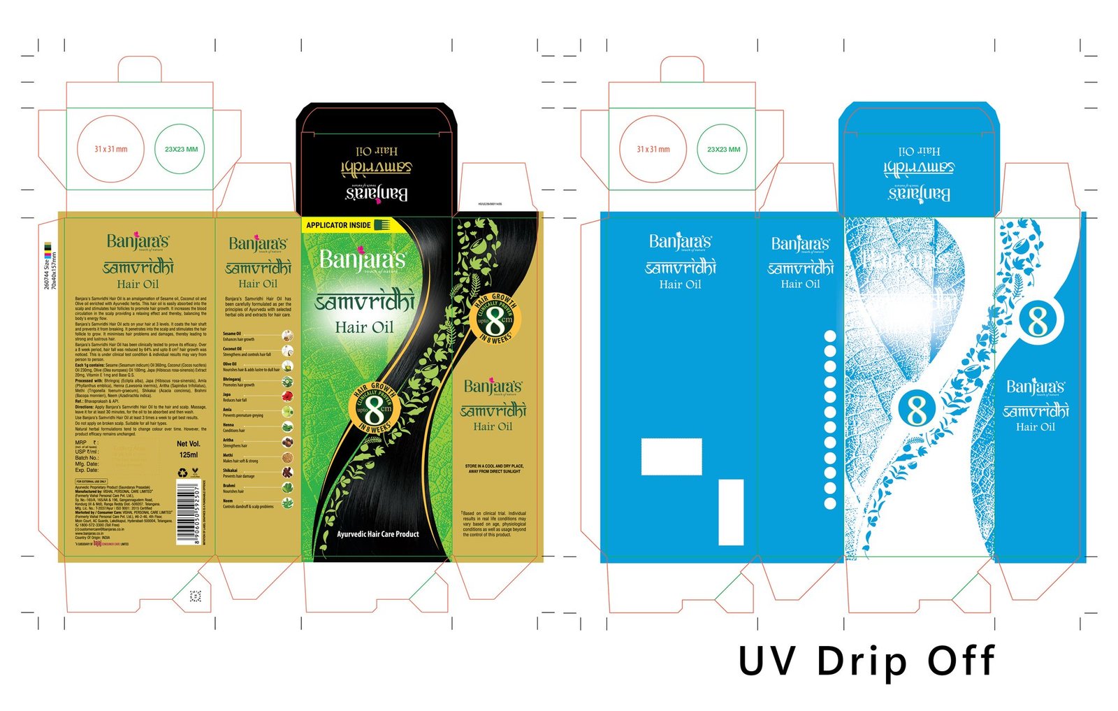 Banjara's carton with drip-off UV plate