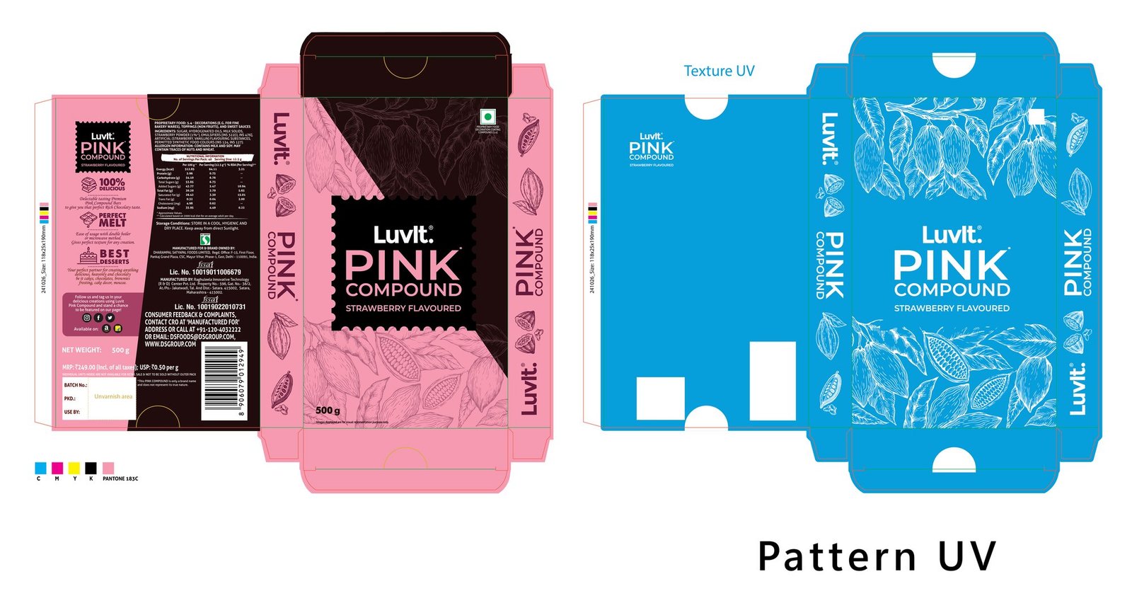 Luvit carton with pattern UV plate